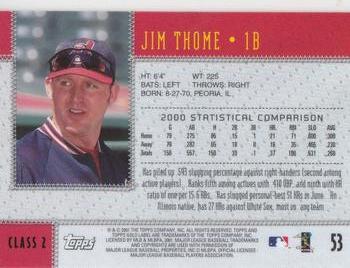 2001 Topps Gold Label - Class 2 #53 Jim Thome Back