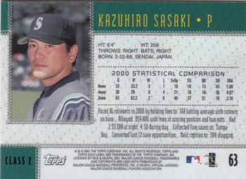 2001 Topps Gold Label - Class 2 #63 Kazuhiro Sasaki Back