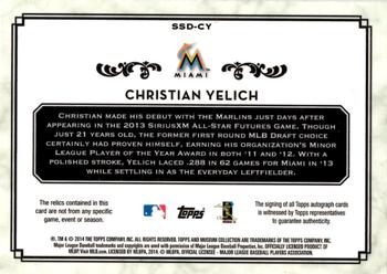 2014 Topps Museum Collection - Single Player Signature Swatches Dual Relic Autographs #SSD-CY Christian Yelich Back