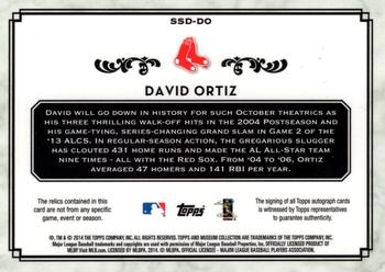 2014 Topps Museum Collection - Single Player Signature Swatches Dual Relic Autographs #SSD-DO David Ortiz Back