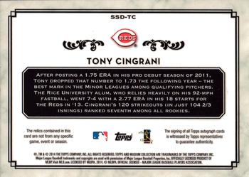 2014 Topps Museum Collection - Single Player Signature Swatches Dual Relic Autographs #SSD-TC Tony Cingrani Back