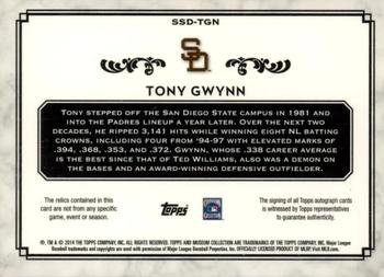 2014 Topps Museum Collection - Single Player Signature Swatches Dual Relic Autographs Gold #SSD-TGN Tony Gwynn Back