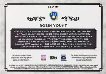 2014 Topps Museum Collection - Single Player Signature Swatches Dual Relic Autographs Gold #SSD-RY Robin Yount Back