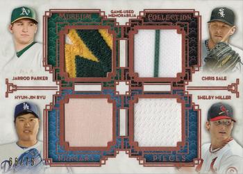 2014 Topps Museum Collection - Four Player Primary Pieces Quad Relics Copper #PPFQR-1 Jarrod Parker / Shelby Miller / Hyun-Jin Ryu / Chris Sale Front