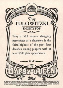 2014 Topps Gypsy Queen - Framed White #74 Troy Tulowitzki Back
