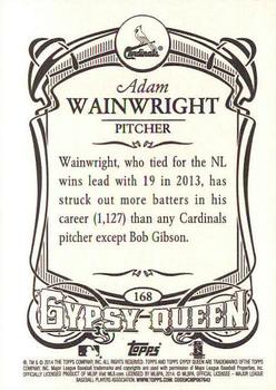 2014 Topps Gypsy Queen - Framed White #168 Adam Wainwright Back