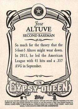 2014 Topps Gypsy Queen - Framed White #178 Jose Altuve Back