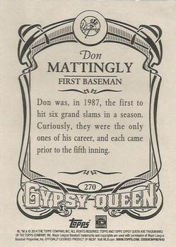 2014 Topps Gypsy Queen - Framed White #270 Don Mattingly Back