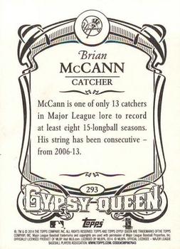 2014 Topps Gypsy Queen - Framed White #293 Brian McCann Back