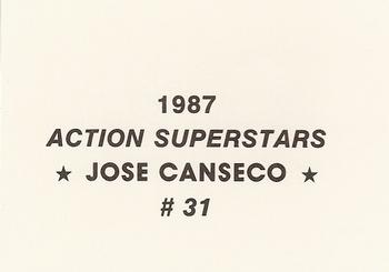 1987 Action Superstars (unlicensed) #31 Jose Canseco Back