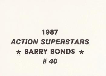 1987 Action Superstars (unlicensed) #40 Barry Bonds Back