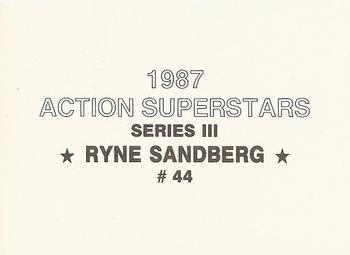 1987 Action Superstars (unlicensed) #44 Ryne Sandberg Back