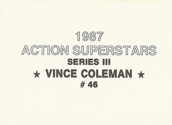 1987 Action Superstars (unlicensed) #46 Vince Coleman Back