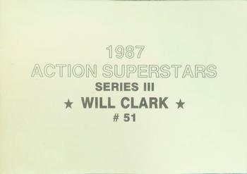 1987 Action Superstars (unlicensed) #51 Will Clark Back