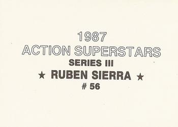 1987 Action Superstars (unlicensed) #56 Ruben Sierra Back