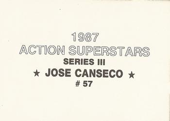 1987 Action Superstars (unlicensed) #57 Jose Canseco Back