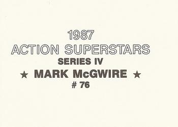 1987 Action Superstars (unlicensed) #76 Mark McGwire Back