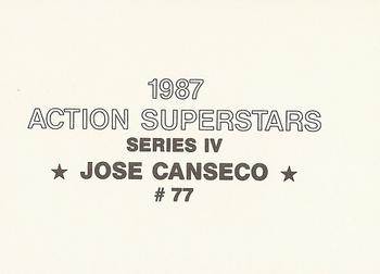 1987 Action Superstars (unlicensed) #77 Jose Canseco Back