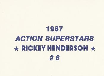 1987 Action Superstars (unlicensed) #6 Rickey Henderson Back