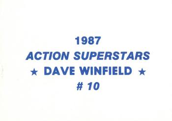 1987 Action Superstars (unlicensed) #10 Dave Winfield Back