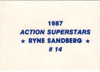 1987 Action Superstars (unlicensed) #14 Ryne Sandberg Back