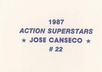 1987 Action Superstars (unlicensed) #22 Jose Canseco Back