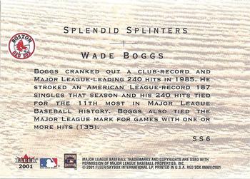 2001 Fleer Boston Red Sox 100th Anniversary - Splendid Splinters #SS6 Wade Boggs Back