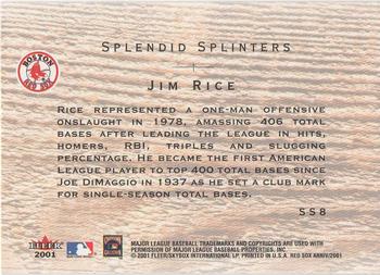 2001 Fleer Boston Red Sox 100th Anniversary - Splendid Splinters #SS8 Jim Rice Back