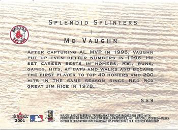 2001 Fleer Boston Red Sox 100th Anniversary - Splendid Splinters #SS9 Mo Vaughn Back