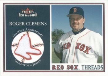 2001 Fleer Boston Red Sox 100th Anniversary - Red Sox Threads #NNO Roger Clemens Front