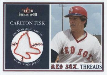 2001 Fleer Boston Red Sox 100th Anniversary - Red Sox Threads #NNO Carlton Fisk Front