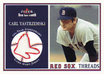2001 Fleer Boston Red Sox 100th Anniversary - Red Sox Threads #NNO Carl Yastrzemski Front