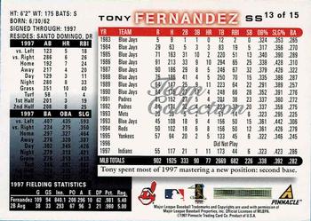 1998 Score Cleveland Indians #13 Tony Fernandez Back