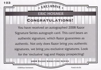2008 Razor Signature Series #103 Eric Hosmer Back