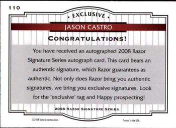 2008 Razor Signature Series #110 Jason Castro Back