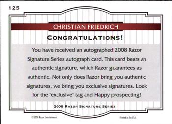 2008 Razor Signature Series #125 Christian Friedrich Back