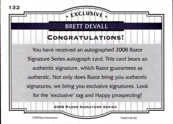 2008 Razor Signature Series #132 Brett DeVall Back