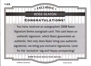 2008 Razor Signature Series #149 Ross Seaton Back