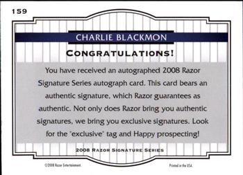2008 Razor Signature Series #159 Charlie Blackmon Back