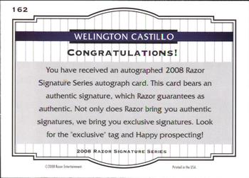 2008 Razor Signature Series #162 Welington Castillo Back