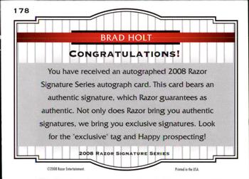 2008 Razor Signature Series #178 Brad Holt Back