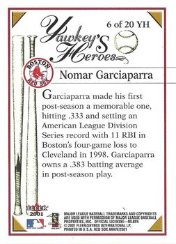 2001 Fleer Boston Red Sox 100th Anniversary - Yawkey's Heroes #6 YH Nomar Garciaparra Back