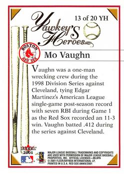 2001 Fleer Boston Red Sox 100th Anniversary - Yawkey's Heroes #13 YH Mo Vaughn Back