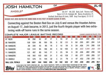 2014 Topps American League All-Stars #AL-8 Josh Hamilton Back