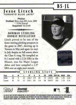 2007 Bowman Sterling #BS-JL Jesse Litsch Back