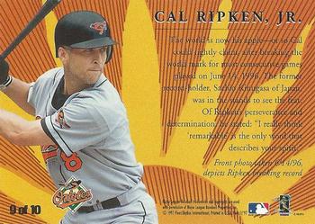 1997 Fleer - Golden Memories #9 Cal Ripken Jr. Back