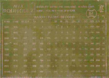 1996-03 Danbury Mint #84 Alex Rodriguez Back