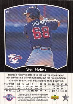1998 SP Top Prospects #19 Wes Helms Back