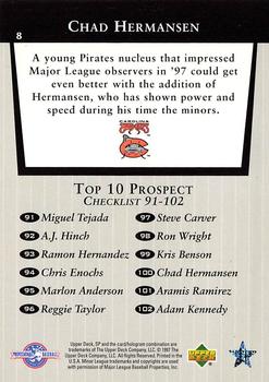 1998 SP Top Prospects #8 Chad Hermansen Back