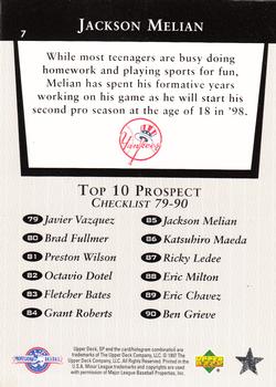1998 SP Top Prospects #7 Jackson Melian Back
